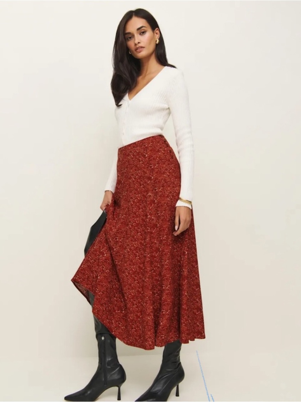 Reformation Claire red floral skirt - size 2
